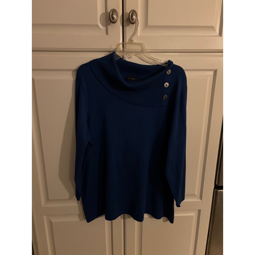 Investments Blue Cowl‎ Neck Button Detail Long Sleeve Sweater Women 2X
